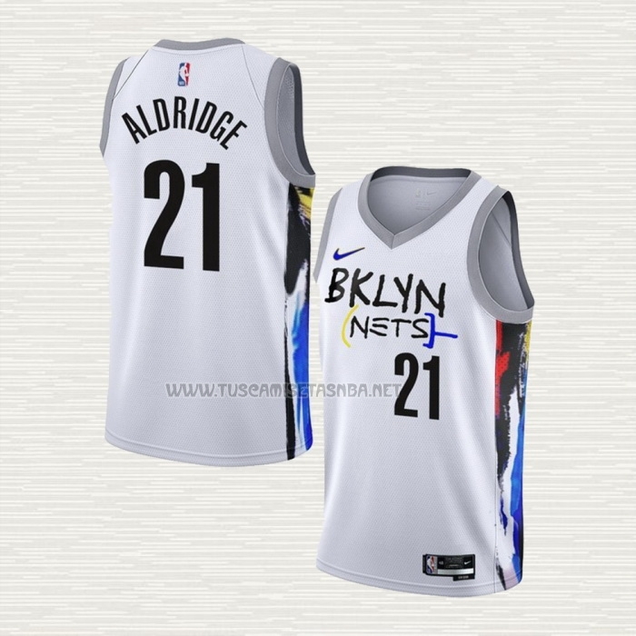 Camiseta Lamarcus Aldridge NO 21 Brooklyn Nets Ciudad 2022-23 Blanco
